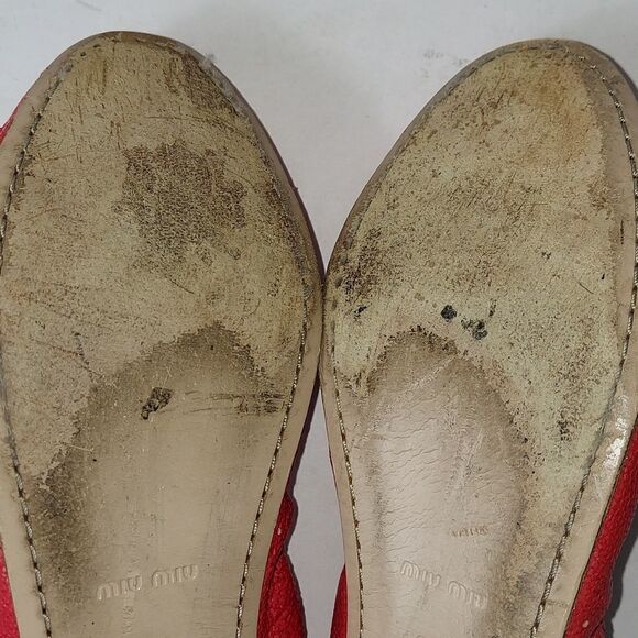 Miu Miu Calzature Donna Coral Lambskin Bow Ballerina Flats Sz 38.5 - Picture 13 of 15